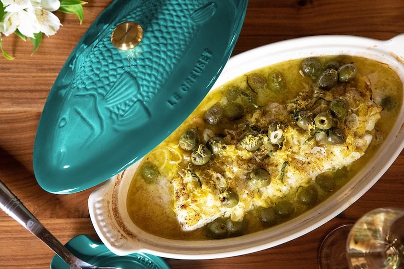 Oven-Braised Fish with Tarragon, Leeks and White Wine